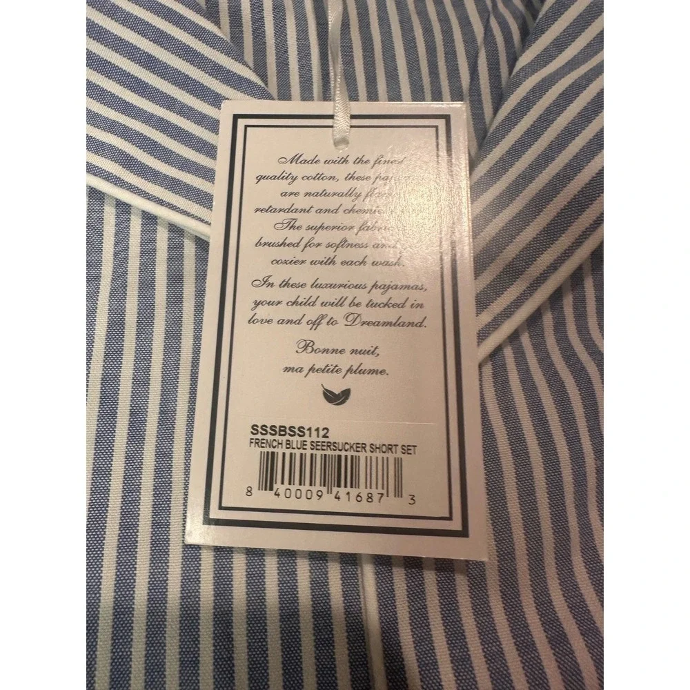 Petite Plume Boys French Blue Seersucker Short Pajama Set Size 12 SSSBSS112